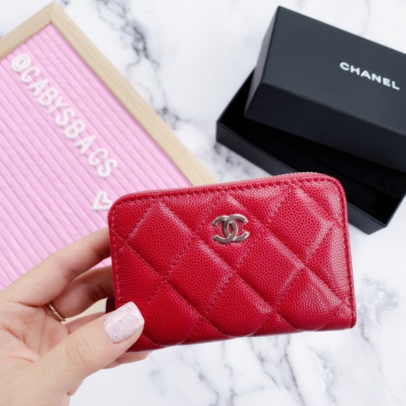 CHANEL Handbags - SOLD😭😭NWT CHANEL Coin Card Holder Wallet 18B Red